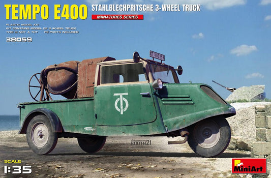 Miniart - TEMPO E400 STAHLBECHPRITSCHE 3 WHEEL TRUCK KIT 1:35 - Cod. MIN38059