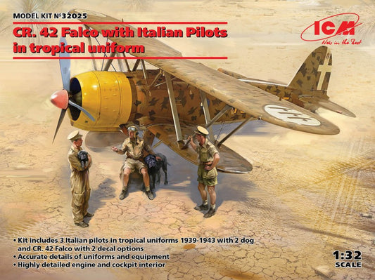 Icm - CR.42 FALCO WITH ITALIAN PILOTS IN TROPICAL UNIFORM KIT 1:32 - Cod. ICM32025