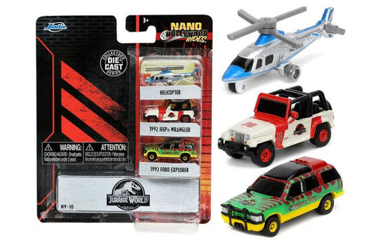 Jada Toys - JURASSIC PARK 3-PACK NANO CARS mm 30 BLISTER - Cod. JADA51012
