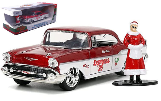 Jada Toys - CHEVROLET BEL AIR 1957 MRS.SANTA CLAUS WHITE/RED 1:32 - Cod. JADA53008