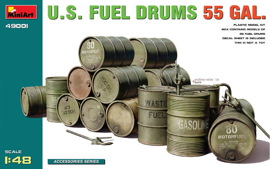 Miniart - U.S. FUEL DRUMS 55 GAL.KIT 1:48 - Cod. MIN49001