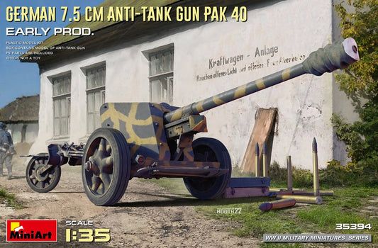 Miniart - GERMAN 7,5 cm ANTI-TANK GUN PAK 40 KIT 1:35 - Cod. MIN35394