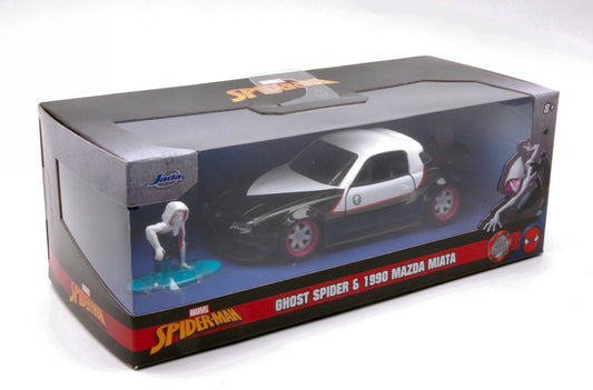 Jada Toys - MAZDA MIATA "MARVEL GHOST SPIDER" 1990 BLACK/WHITE 1:32 - Cod. JADA253223014