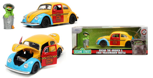 Jada Toys - VOLKSWAGEN BEETLE WITH "OSCAR THE GROUCH" 1959 YELLOW/RED 1:24 - Cod. JADA253255059