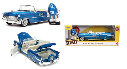 Jada Toys - CADILLAC ELDORADO WITH BLUE FIGURE "M&M'S" 1956 BLUE 1:24 - Cod. JADA253255067
