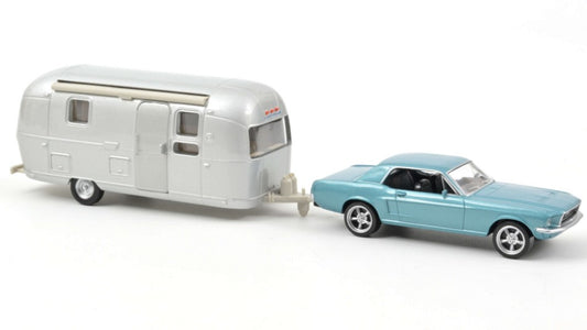 Norev - FORD MUSTANG 1968 METALLIC BLUE AND AIRSTREAM CARAVAN 1:43 - Cod. NV270582