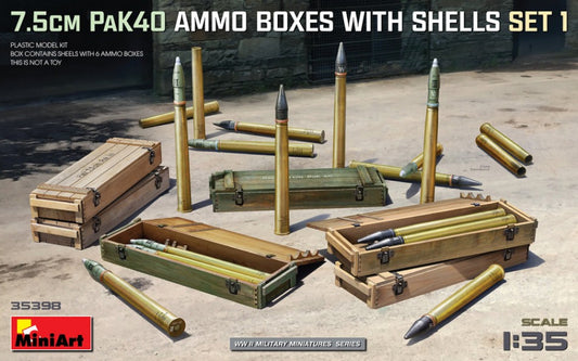 Miniart - 7,5 cm PAK40 AMMO BOXES W/SHELLS SET 1 KIT 1:35 - Cod. MIN35398