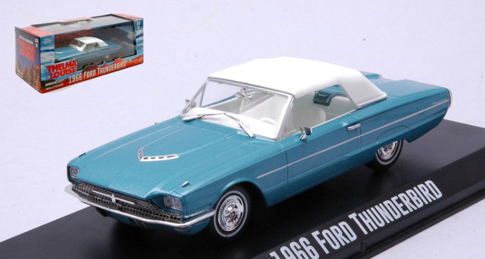 Greenlight - FORD THUNDERBIRD (TOP-UP) "THELMA & LOUISE 1991" 1966 BLUE/WHITE 1:43 - Cod. GREEN86619