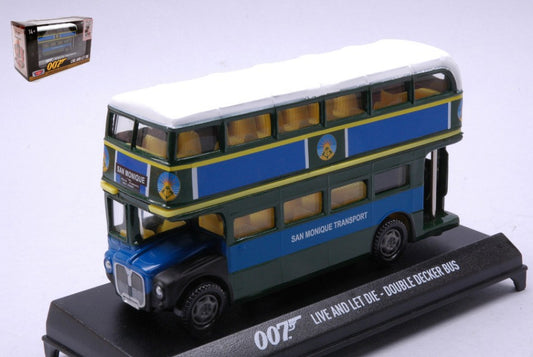 Motormax - AUTOBUS DOUBLE DECKER "JAMES BOND-LIVE AND LET DIE" BLUE/GREEN cm12 1:64 - Cod. MTM79846