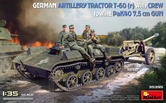 Miniart - GERMAN ARTILLERY TRACTOR T-60 (r) W/PAK40 GUN & CREW KIT 1:35 - Cod. MIN35395