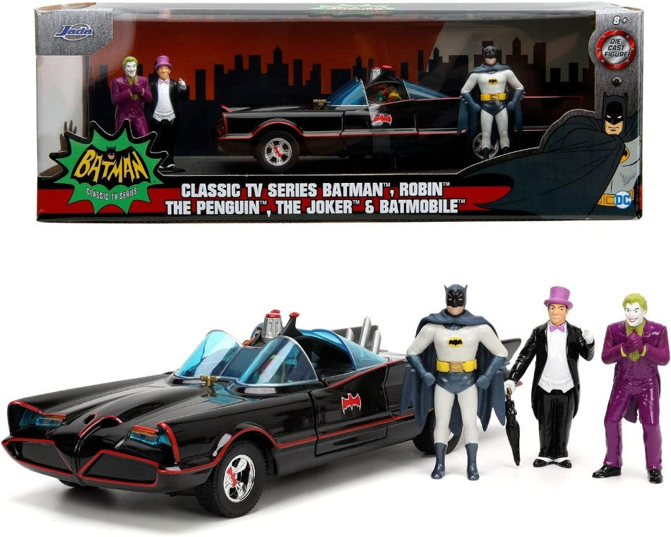 Jada Toys - BATMOBILE 1966 WITH FIGURE BATMAN, ROBIN, THE PENGUIN, THE JOKER 1:24 - Cod. JADA253215011