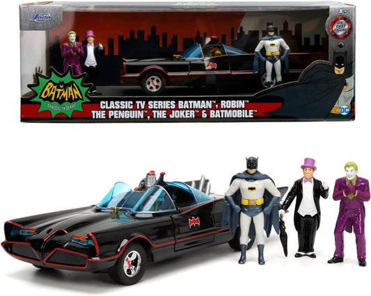 Jada Toys - BATMOBILE 1966 WITH FIGURE BATMAN, ROBIN, THE PENGUIN, THE JOKER 1:24 - Cod. JADA253215011
