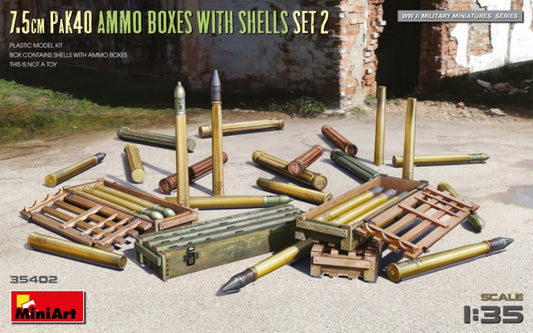Miniart - 7,5 cm PAK40 Ammo Boxes W/SHELLS SET 2 KIT 1:35 - Cod. MIN35402