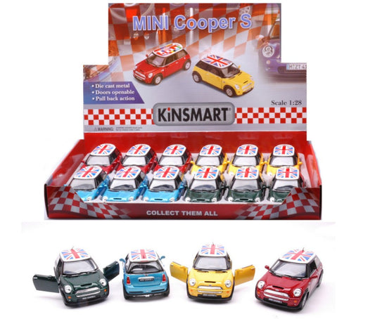 Kinsmart - MINI COOPER S CAR ROOF WITH UK FLAG cm 12 (5059DF) 1:28 - Cod. KT89900