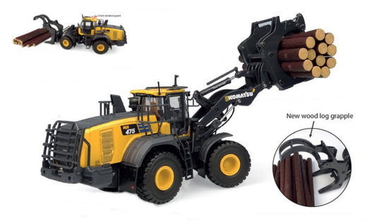 Universal Hobbies - PALA SOLLEVATRONCHI KOMATSU WA475-10 TOOL LINKAGE WITH LOG GRAPPLE 1:50 - Cod. UH8165