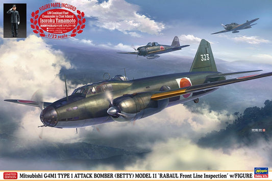 Hasegawa - MITSUBISHI GAM1 TYPE 1, MODEL 11 (WITH YAMAMOTO FIGURE IN 1:32) KIT 1:72 - Cod. HA02435