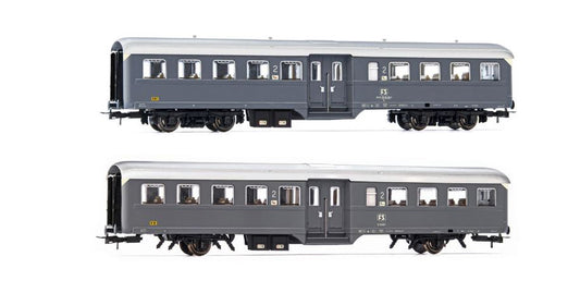 Rivarossi - FS 2-UNIT PACK CORBELLINI 1947 2+4 AXLE GREY LIVERY EP.IV 1:87 - Cod. HR4370