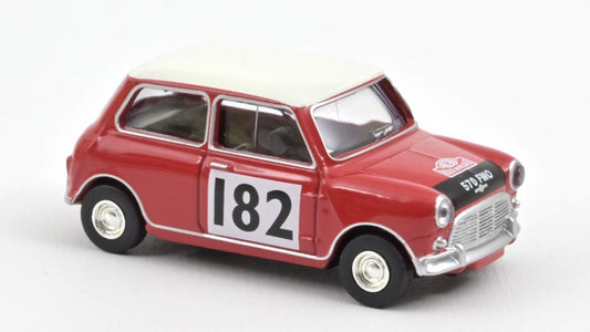 Norev - MINI COOPER S 1964 TARTAN RED WITH RACING NUMBER 182 1:54 - Cod. NV310522