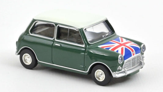 Norev - MINI COOPER S 1964 ALMOND GREEN AND FLAG ON BONNET 1:54 - Cod. NV310524