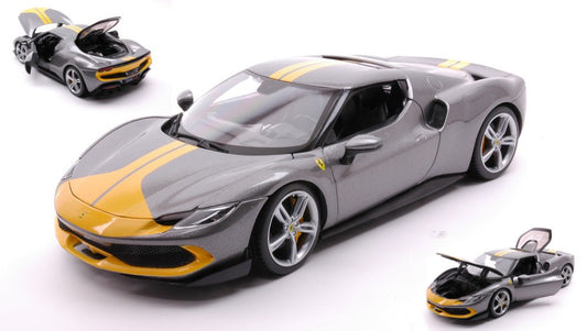 Burago - FERRARI 296 GTB SILVER/YELLOW 1:18 - Cod. BU16017G