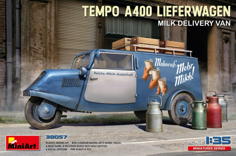 Miniart - TEMPO A400 LIEFERWAGEN MILK DELIVERY VAN KIT 1:35 - Cod. MIN38057
