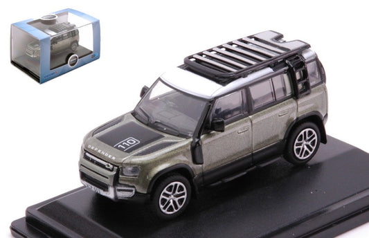 Oxford - NEW LAND ROVER DEFENDER 110 METALLIC GREEN W/WHITE ROOF 1:76 - Cod. OXF76ND110003
