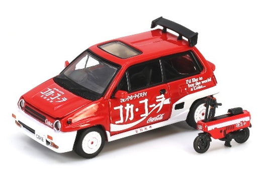 Spark Model - HONDA CITY TURBO II COCA COLA WITH MOTOCAMPO LIVERY 1:64 - Cod. COKE058