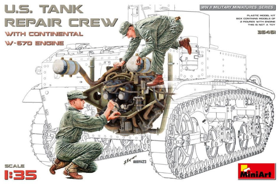 Miniart - U.S. TANK REPAIR CREW w/CONTINENTAL W-670 ENGINE KIT 1:35 - Cod. MIN35461