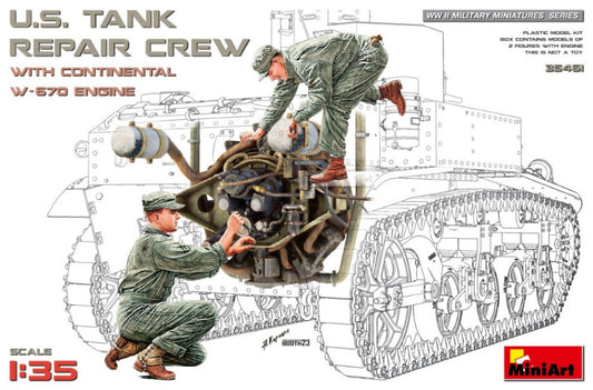 Miniart - U.S. TANK REPAIR CREW w/CONTINENTAL W-670 ENGINE KIT 1:35 - Cod. MIN35461
