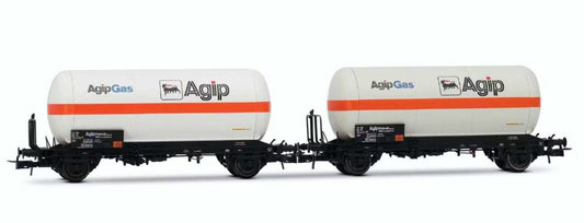 Rivarossi - FS 2-UNIT PACK 2-AXLE GAS TANK WAGONS AGIPGAS EP.IV 1:87 - Cod. HR6620