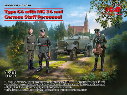 Icm - TYPE G4 WITH MG 34 AND GERMAN STAFF PERSONNEL KIT 1:24 - Cod. ICM24024