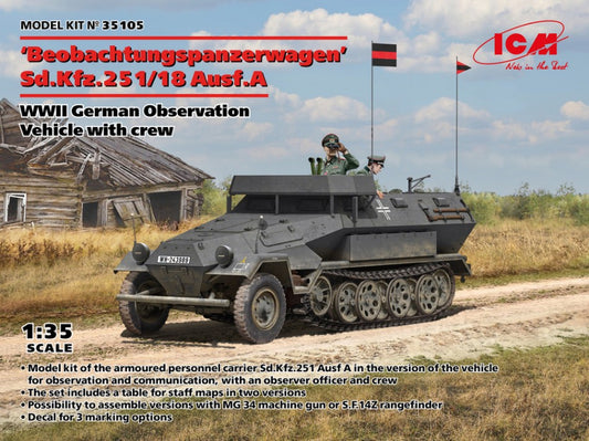 Icm - BEOBACHTUNGSPANZERWAGEN Sd.Kfz.251/18 Ausf.A.WWII KIT 1:35 - Cod. ICM35105