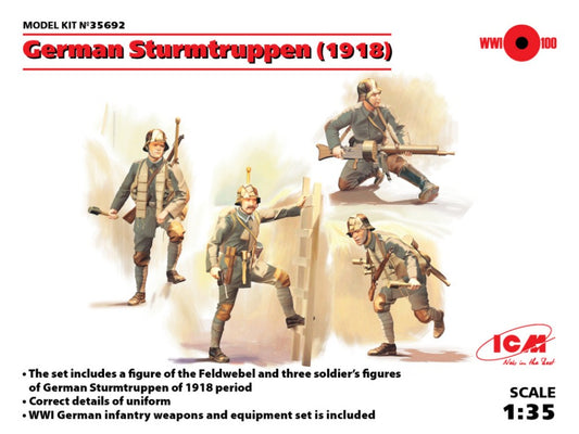 Icm - GERMAN STURMTRUPPEN 1918 4 FIGURES KIT 1:35 - Cod. ICM35692