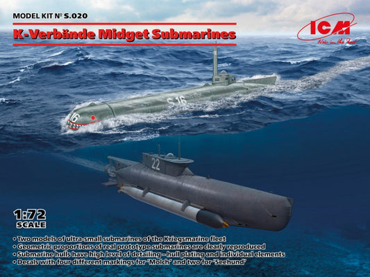 Icm - K-VERBANDE MIDGET SUBMARINES SEEHUND AND MOLCH KIT 1:72 - Cod. ICMS020