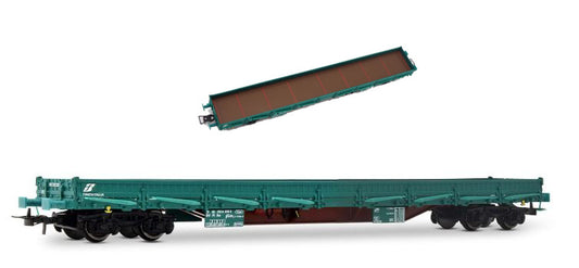 Rivarossi - FS 4-AXLE STAKE WAGON WAGON TYPE RES GREEN LIVERY EP.VI 1:87 - Cod. HR6552