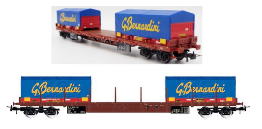 Rivarossi - FS 4-AXLE FLAT WAGON WITH 2x20 CONTAINERS GRUPPO BERNARDINI EP.VI 1:87 - Cod. HR6555