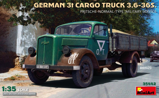Miniart - GERMAN 3t CARGO TRUCK 3.6-36S PRITSCHE-NORMAL-TYPE KIT 1:35 - Cod. MIN35442