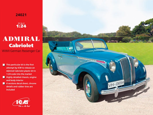 Icm - ADMIRAL CABRIOLET WWII GERMAN PASSENGER CAR KIT 1:24 - Cod. ICM24021