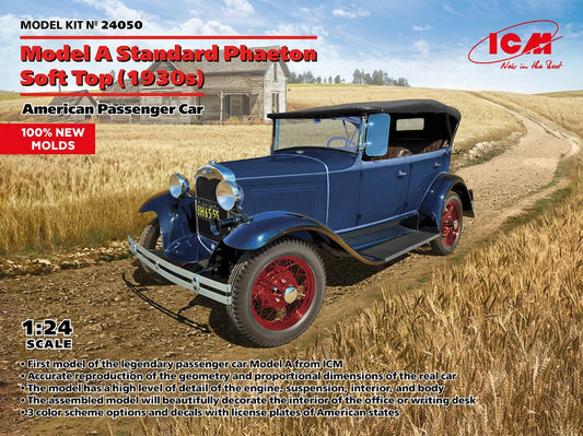 Icm - MODEL A STANDARD PHAETON SOFT TOP 1930s AMERICAN PASSENGER CAR KIT 1:24 - Cod. ICM24050