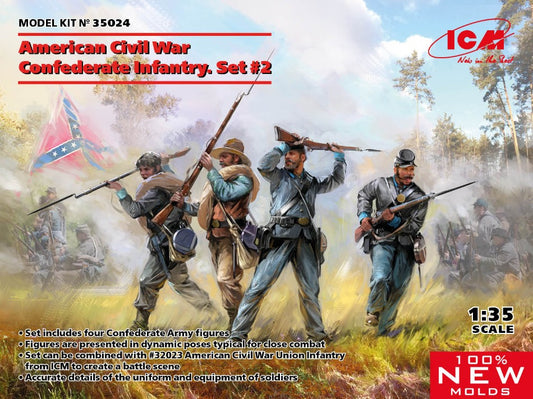 Icm - AMERICAN CIVIL WAR CONFEDERATE INFANTRY SET #2 KIT 1:35 - Cod. ICM35024