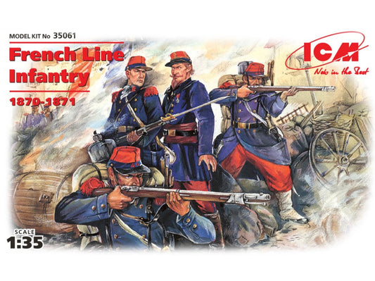 Icm - FRENCH LINE INFANTRY 1870-1871 4 FIGURES 1 OFFICER+ 3 SOLDIERS 1:35 - Cod. ICM35061