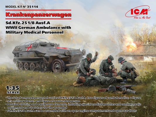 Icm - KRANKENPANZERWAGEN Sd.Kfz.251/8 Ausf.A WWII GERMAN AMBULANCE KIT 1:35 - Cod. ICM35114