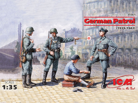 Icm - GERMAN PATROL 1939-1942 1 OFFICER + 2 SOLDIERS + 1 CIVILIAN KIT 1:35 - Cod. ICM35561