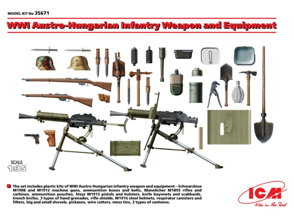 Icm - WWII AUSTRO HUNGARIAN INFANTRY WEAPON AND EQUIPMENT KIT 1:35 - Cod. ICM35671