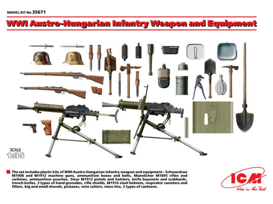Icm - WWII AUSTRO HUNGARIAN INFANTRY WEAPON AND EQUIPMENT KIT 1:35 - Cod. ICM35671