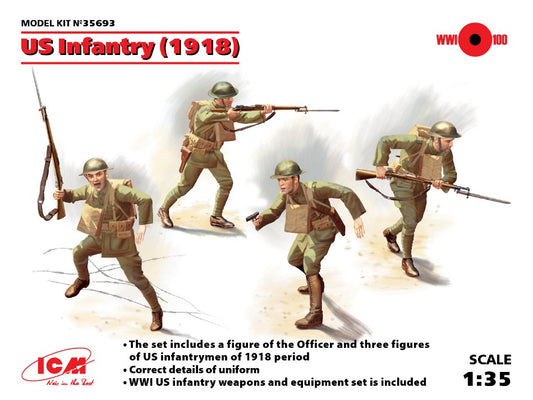 Icm - US INFANTRY 1918 4 FIGURES KIT 1:35 - Cod. ICM35693