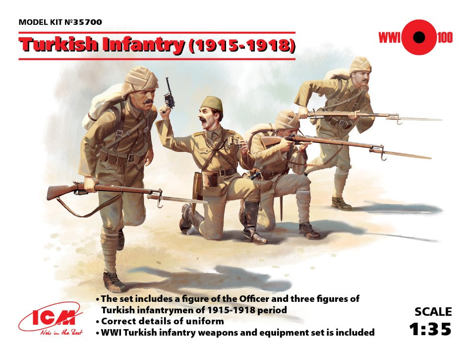 Icm - TURKISH INFANTRY 1915-1918 4 FIGURES KIT 1:35 - Cod. ICM35700