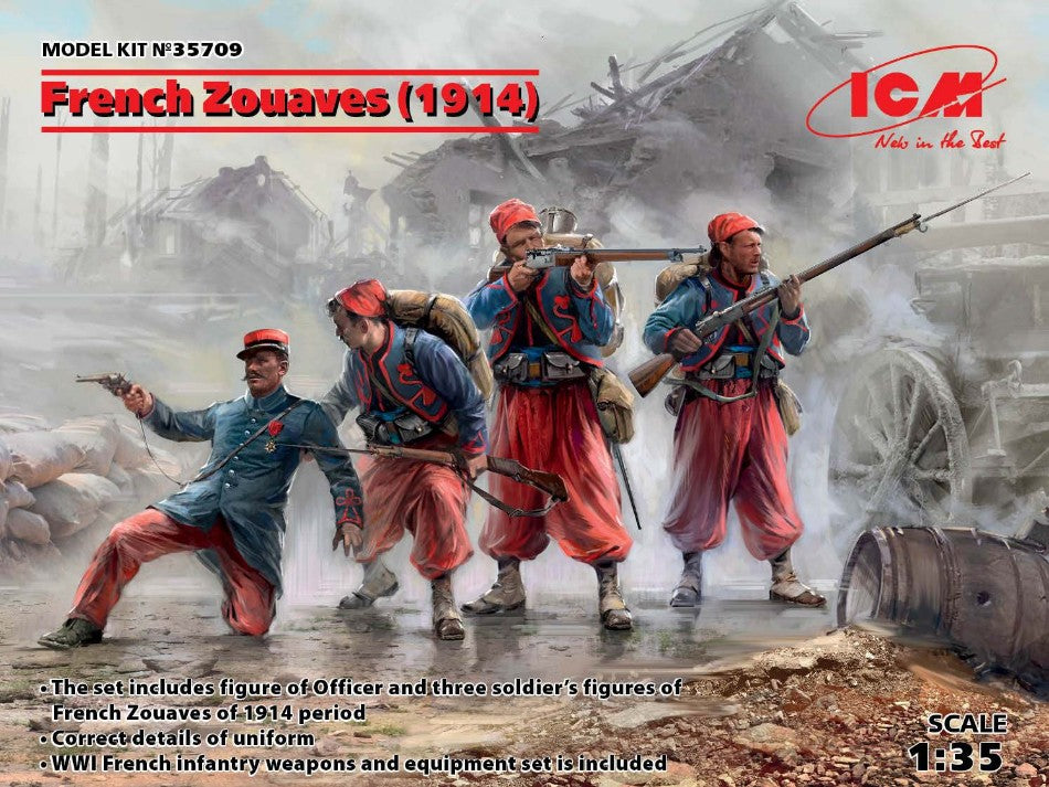 Icm - FRENCH ZOUAVES 1914 4 FIGURES KIT 1:35 - Cod. ICM35709