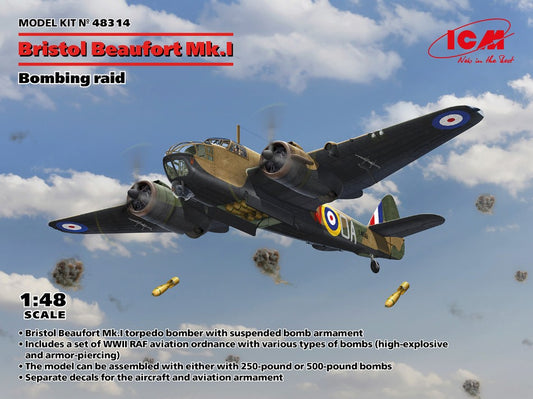 Icm - BRISTOL BEAUFORT Mk.I. BOMBING RAID KIT 1:48 - Cod. ICM48314