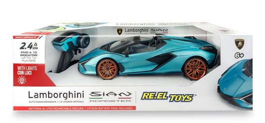 Re.el.toys - LAMBORGHINI SIAN BLUE C/BATTERIE RICARICABILI AL LITIO RADIOCOMANDO 1:12 - Cod. RE2377BL